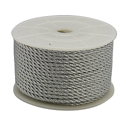 Cordón de poliéster, cuerda retorcida, gris oscuro, 3mm, alrededor de 21.87 yarda (20 m) / rollo
