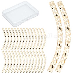 CREATCABIN 1 Box 40 Pcs 18K Gold Plated Curved Tube Bead Fish Scale Noodle Tube Bead Long Curved Brass Tube Spacer Connector Bulk for Jewelry Making Charms Bracelets Necklaces Accessories 20mm