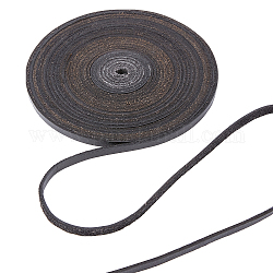 GORGECRAFT 5.5Yds 5mm Black Flat Genuine Leather Cord Natural Leather String Lace Strips Full Grain Cowhide Braiding String Roll for Jewelry Making DIY Craft Braided Bracelets Belts Keychains