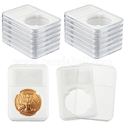 プラスチック製のコイン収納ボックス  長方形  ホワイト  84.5x59x8mm  内径：37mm