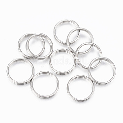304 anelli portachiavi in ​​acciaio inox, anelli di salto a doppio anello, colore acciaio inossidabile, 10x1.5mm, circa  8.5mm diametro interno