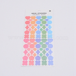 Pegatinas autoadhesivas de plástico láser a prueba de agua, formas mixtas, colorido, 0.6~1.1x0.6~1.1 cm, 74pcs / hoja