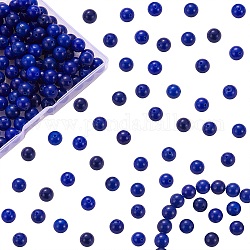 DIY Schmuck Armband machen Kits, 3 Stränge 8mm gefärbte runde naturweiße Jadeperlen und flacher elastischer Faden, mittelblau, 8 mm, Bohrung: 1 mm, ca. 49 Stk. / Strang, 15.16'' (38.5 cm), 3strands / set