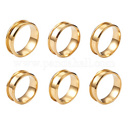Yilisi 6 pz 6 misure in acciaio inox con scanalature per anelli da dito, anello del nucleo vuoto, per la realizzazione di gioielli con anello di intarsio, 17mm / 18mm / 19mm / 20mm / 21mm / 22 millimetri, oro, 1pc / size
