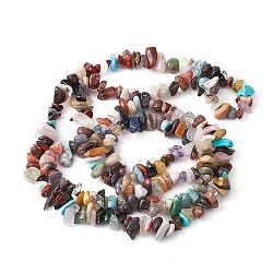 Naturelles et synthétiques mélangées perles de pierres précieuses brins, puce, mélangé teint et non teint, 3~5x7~13x2~4mm, Trou: 0.4mm, 31'' (78.74 cm)