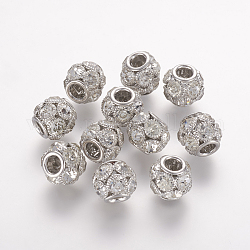 Perles en laiton, avec une teneur de strass grade A, rondelle, platine, cristal, 8x8mm, Trou: 2mm