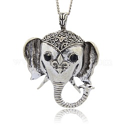 Tibetan Style Alloy Animal Big Pendants, Elephant Necklace Charms, Antique Silver, 61x45x13mm, Hole: 5x7mm