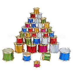 Ahadermaker 6 bolsa decoraciones colgantes de tambor láser de espuma con tema navideño, para adornos colgantes de árboles de navidad, color mezclado, 23.5~43x31~56.5x22.5~41mm