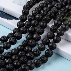 Fili di perle di pietra lavica naturale, tondo, 8mm, Foro: 1 mm, circa 50pcs/filo, 15.7 pollice
