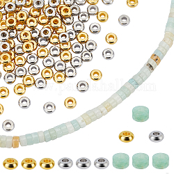 Nbeads 167pcs natürliche Blume Amazonit heishi Perlen für DIY Schmuckherstellung, mit 100 Stück Messing-Abstandsperlen, Platin & golden, 267 Stück / Set