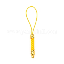 Корейские подвески из полиэфирной нити, украшения, с фурнитурой латунной золотого тона, золотые, 73 мм, отверстие : 1.6 мм