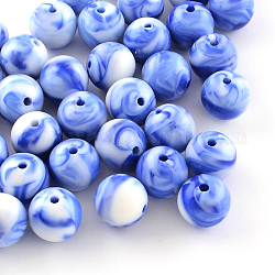 Perles acryliques opaques, ronde, bleu royal, 8mm, Trou: 1.5mm, environ 1800 pcs/500 g