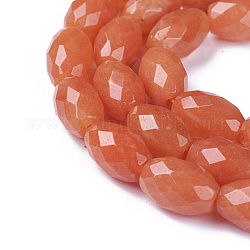 Natürlichen roten Aventurin Perlen Stränge, facettiert, Trommel, 11~13x7~9 mm, Bohrung: 1 mm, ca. 32 Stk. / Strang, 15.3 Zoll (39 cm)