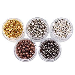 5 Box Iron Round Spacer Beads, Mixed Color, 3.2x3mm, Hole: 1.2mm, about 270pcs/box