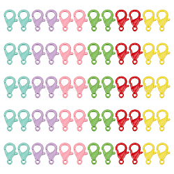 PandaHall Elite 60Pcs 6 Colors Spray Painted Eco-Friendly Alloy Lobster Claw Clasps, Mixed Color, 12.5x8x3mm, Hole: 1.2mm, 10pcs/color