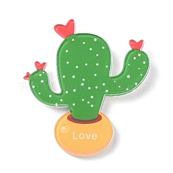 Fridge Magnets Acrylic Decorations, Cactus with Word Love, Green, 50x45x4mm