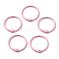 Железные брелоки с краской, окрашенные распылением, кольцо, розовые, 30x4 мм