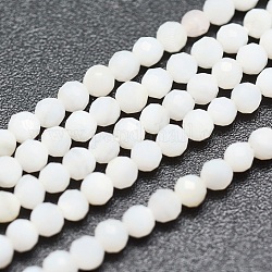 Shell perle bianche naturali, fili di perle di madreperla, tondo, sfaccettato, 2mm, Foro: 0.5 mm, circa 174pcs/filo, 15.5 pollice (39.5 cm)