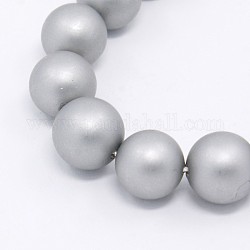 Runde Schale Perle frosted Stränge, lichtgrau, 8 mm, Bohrung: 1 mm, ca. 52 Stk. / Stränge, 15.7 Zoll
