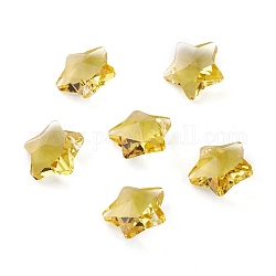 Colgantes de cristal transparente, facetados, charms estrella, oro, 13x13.5x7mm, agujero: 1 mm