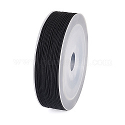 Braided Nylon Threads, Mambo Thread, with Spool, for Jewelry Making, Round, Black, 1mm, about 49.21 Yards(45m)/Roll