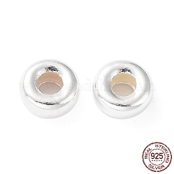 Perles 925 en argent sterling, rondelle, couleur d'argent, 4.4x2mm, Trou: 1.4mm
