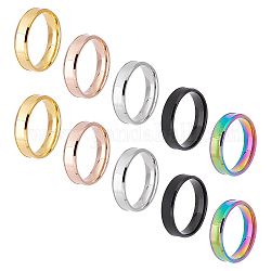 Unicraftale 10 шт., 5 цвета, кольцо с пустым сердечником, размер 13, кольцо из нержавеющей стали, простое кольцо с инкрустацией, круглые рифленые пустые кольца, заготовки для изготовления ювелирных изделий