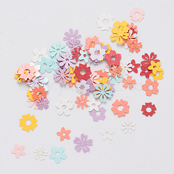 Paper Cabochons, Nail Art Decorations, Mixed Flower, Mixed Color, 4~6x4.5~6.5x0.1mm