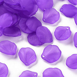透明つや消しアクリルパーツ  花弁  青紫色  16x14.5x3mm  穴：1.6mm