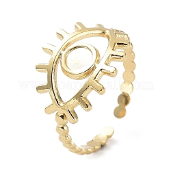 304 componentes de anillo de manguito abierto de acero inoxidable, configuración del anillo de la copa del bisel, ojo, real 14k chapado en oro, nosotros tamaño 7 (17.3 mm), Bandeja: 4 mm