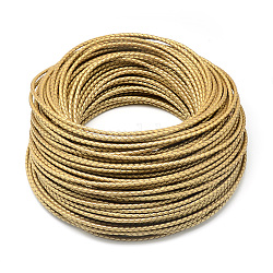 Cuerda trenzada de cuero, oro, 3mm, alrededor de 54.68 yarda (50 m) / paquete