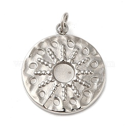 304 Stainless Steel Pendant Cabochon Settings, Flat Round, Stainless Steel Color, Tray: 3.8mm, 18x16x1.9mm, Hole: 2.7mm