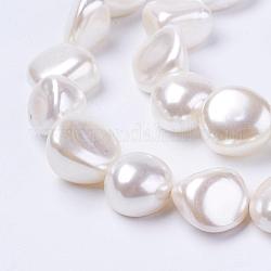 Fili di perline con guiscio, bianco, 13~17x12~16x8~10mm, Foro: 1 mm, circa 26pcs/filo, 15.5 pollice