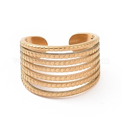 Placcatura ionica (ip) 304 anello per polsino aperto multilinea in acciaio inossidabile da donna, oro, diametro interno: 17.3mm