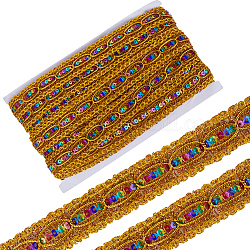 15 ярд плетеной кружевной ленты из полиэстера, лента волнистого узора с красочной пайеткой, аксессуары, золотые, 1~1-1/8 дюйм (26~30 мм)