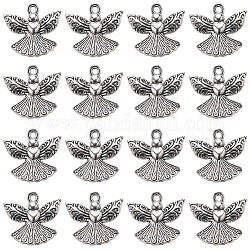 Ciondoli in lega stile tibetano sunnyclue, angelo,  cadmio& piombo libero, argento antico, 21x23x3.5mm, Foro: 2 mm, 40pcs/scatola