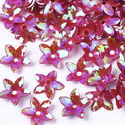 Украшения аксессуары, пластиковые пайетки / блестки из пвх, с покрытием AB цвета, цветок, средне фиолетовый красный, 12.5x12x3 мм, отверстие : 1.8 мм, Около 16000 шт / 500 г