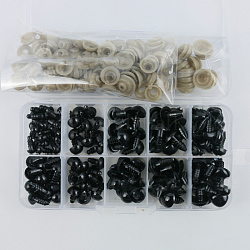 Ojos y narices de muñeca de plástico artesanal, ojos y narices de peluche, con arandela de plástico donut, negro, aproximamente 283 unidades / caja