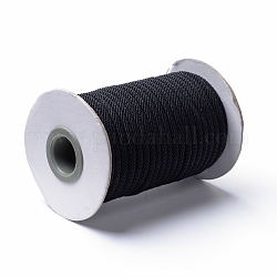 Плетеные шнуры полиэфира, чёрные, 4 мм, около 21.87 ярда (20 м) / рулон
