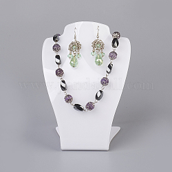 Органические стеклянные ювелирные изделия из серебра и ожерелья, белые, 15x11x7.25 см