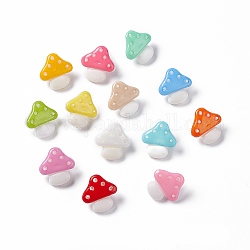 Acrylic Shank Buttons, 1-Hole, Dyed, Mushroom, Mixed Color, 15x15x8mm, Hole: 4x3mm