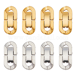 Unicraftale 8 Sets 2 Colors 304 Stainless Steel Fold Over Clasps, Oval, Mixed Color, 19x9x3mm, Hole: 2x3.5mm, 4 Sets/color
