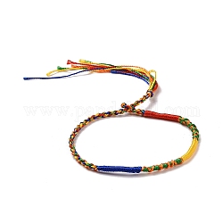 Bracelet cordon tressé en polyester, bracelet d'amitié réglable pour homme femme, colorées, 12-3/8~12-5/8 pouce (31.5~32 cm)