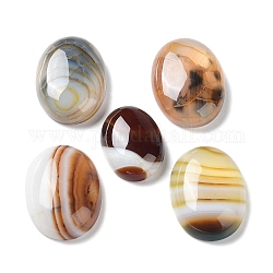 Cabuchones de ágata rayada natural / ágata rayada, teñido y climatizada, oval, coco marrón, 24.5~25x18x6.5~7mm
