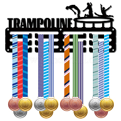 Espositore da parete con porta medaglie in ferro a tema sportivo, 3 riga, con viti, trampolino, parola, 130x290mm, Foro: 5 mm