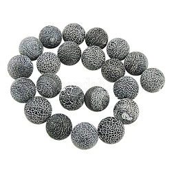 Natürliche Knistern Achat Perlen Stränge, gefärbt, Runde, Klasse A, Schwarz, 4 mm, Bohrung: 0.8 mm, ca. 93 Stk. / Strang, 15 Zoll