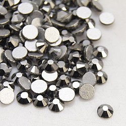 Glass Flat Back Rhinestone, Grade A, Back Plated, Faceted, Half Round, Hematite, SS6, 1.9~2mm, 1440pcs/bag