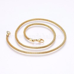 Collares de cadena de malla de 304 acero inoxidable, con cierre de langosta, dorado, 19.7 pulgada (50 cm), 1.9mm