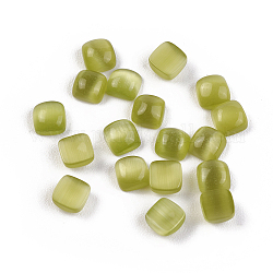 Katzenauge-Cabochons, grün gelb, Viereck, ca. 4 mm breit, 4 mm lang, 2 mm dick