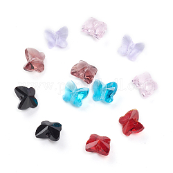 Perles en verre, facette, papillon, couleur mixte, 7x8x5.5mm, Trou: 1mm